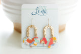 Handcrafted Polymer Clay Earrings- Warm Fall Mix Half Flower Shape