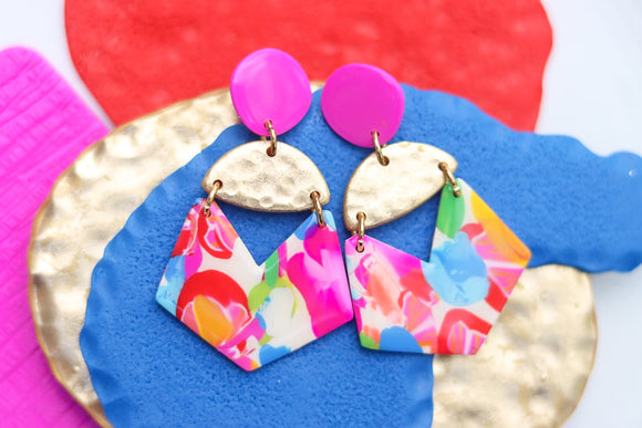 Handcrafted Polymer Clay Earrings- Fuchsia Fun
