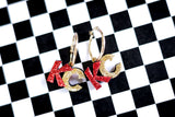 Handcrafted Wood Earrings- KC Hoop Glitter Charms