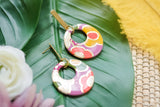 Handcrafted Polymer Clay Earrings- Purple Autumn Circles