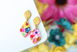 Handcrafted Polymer Clay Earrings- Golden Gem