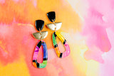 Handpainted Polymer Clay Earrings- Gemtone Color Block