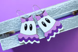 Handcrafted Wood Earrings- Pretty in Purple Ghost