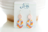Handcrafted Polymer Clay Earrings- Warm Fall Chevron Ovals