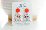 Handcrafted Polymer Clay Earrings- Sugar Skull Ghost