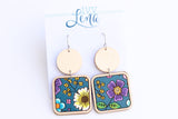 Hand-Painted Wood Earrings- Fall Floral