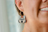 Handcrafted Wood Earrings- KC Wolf Hoop Charms