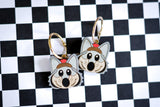 Handcrafted Wood Earrings- KC Wolf Hoop Charms