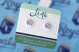 Handcrafted Polymer Clay Stud Earrings- KC Baseball
