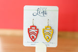 Handcrafted Wood Earrings- Hollow KC Arrowhead