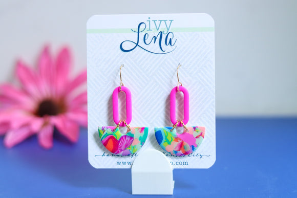 Handcrafted Polymer Clay Earrings- Fuchsia Fun