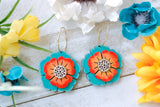 Handcrafted Wood Earrings- Flower Two
