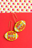 Handcrafted Wood Earrings- Yellow KC Football