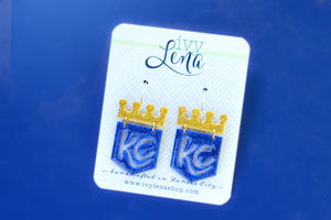 Handcrafted 3D Printed Earrings- KC Glitter Crown