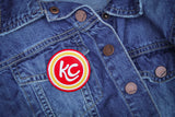 Round Pin-Back Button- Red & Yellow KC