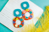 Handcrafted Polymer Clay Earrings- Spots of Fall Squares