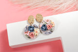 Handcrafted Polymer Clay Earrings- Springtime Floral Grays