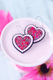 Handcrafted 3D Printed Earrings- Pink Glitter Heart