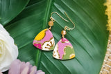 Handcrafted Polymer Clay Earrings- Purple Autumn Triangles