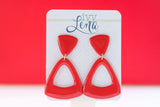 Handcrafted Polymer Clay Earrings- Red Triangle