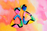 Handpainted Polymer Clay Earrings- Gemtone Color Block Triangles