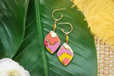 Handcrafted Polymer Clay Earrings- Purple Autumn Diamond Shape
