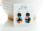Handpainted Polymer Clay Earrings- Gemtone Color Block Squares