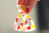 Handcrafted Polymer Clay Earrings-Red, White, & Yellow Spots- Triangle