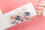 Handcrafted Polymer Clay Earrings- Springtime Floral Grays