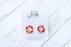 Handcrafted Polymer Clay Earrings - Red, Yellow, & Gold