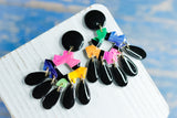 Handpainted Polymer Clay Earrings- Gemtone Color Block Frills