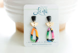 Handpainted Polymer Clay Earrings- Gemtone Color Block