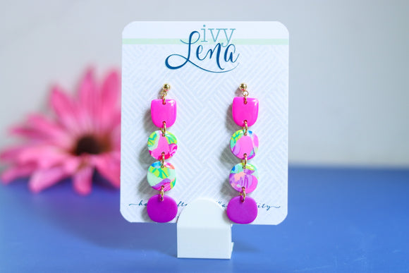 Handcrafted Polymer Clay Earrings- Fuchsia Fun