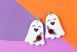 Handcrafted Polymer Clay Earrings- Floral Giggle Ghosts
