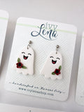 Handcrafted Polymer Clay Earrings- Floral Giggle Ghosts