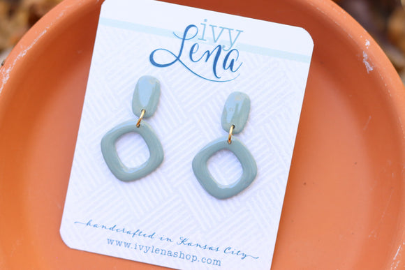 Handcrafted Polymer Clay Earrings- Sage Green