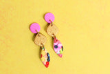 Handcrafted Polymer Clay Earrings- Golden Gem