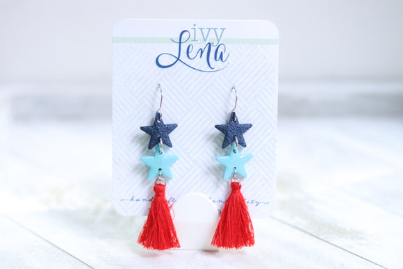 Handcrafted Polymer Clay Earrings- KC Stars & Tassels