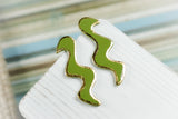 Handcrafted Polymer Clay Earrings- Turning Green Squiggles