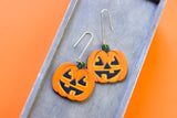 Handcrafted Wood Earrings- Jack-O-Lantern