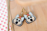 Handcrafted Wood Earrings- KC Wolf Hoop Charms