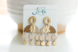 Handcrafted Polymer Clay Earrings- Taupe & Gold Semi-Circle Drops