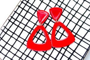 Handcrafted Polymer Clay Earrings- Red Triangle