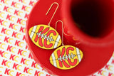 Handcrafted Wood Earrings- Yellow KC Football