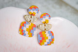Handcrafted Polymer Clay Earrings- Warm Fall Chevron Squares