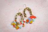 Handcrafted Polymer Clay Earrings- Warm Fall Mix Half Flower Shape