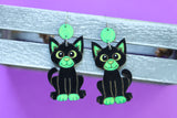 Handcrafted Wood Earrings- Black Cats