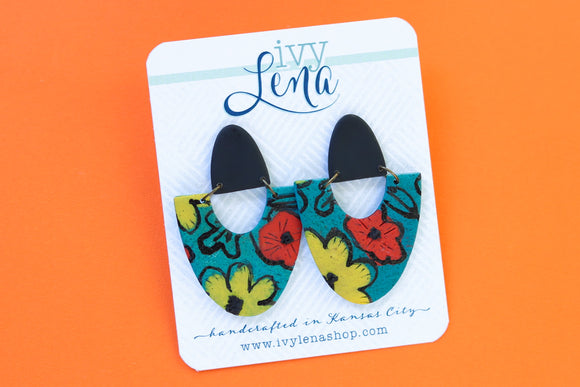 Handcrafted Polymer Clay Earrings- Fun Floral