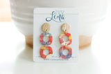 Handcrafted Polymer Clay Earrings- Spots of Fall Square Mix