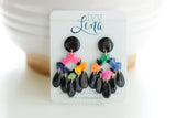 Handpainted Polymer Clay Earrings- Gemtone Color Block Frills